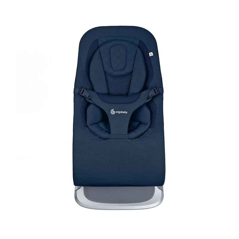 Ergobaby Evolve Knit And Mesh Blend Baby Bouncer 0+ Months, Secure Harness For Stability And Safety - Midnight Blue
