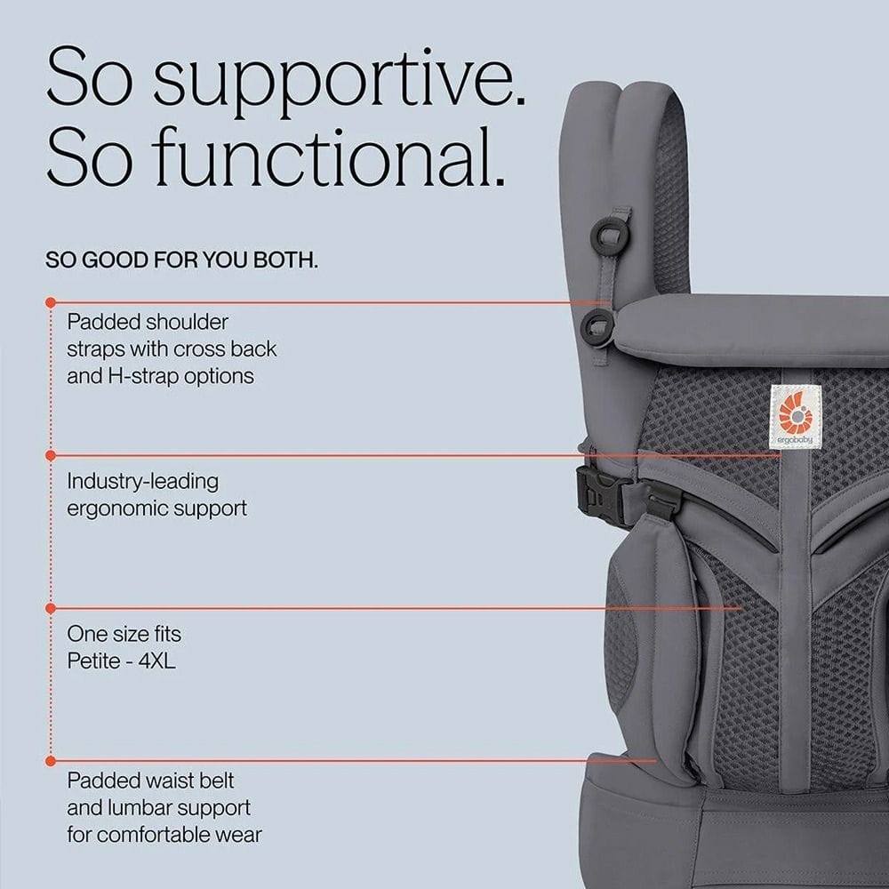 Ergobaby Omni Classic Baby Carrier, Multiple Ergonomic Carry Positions, 3-Way Adjustable Cushioned Head Support - Charcoal Gray