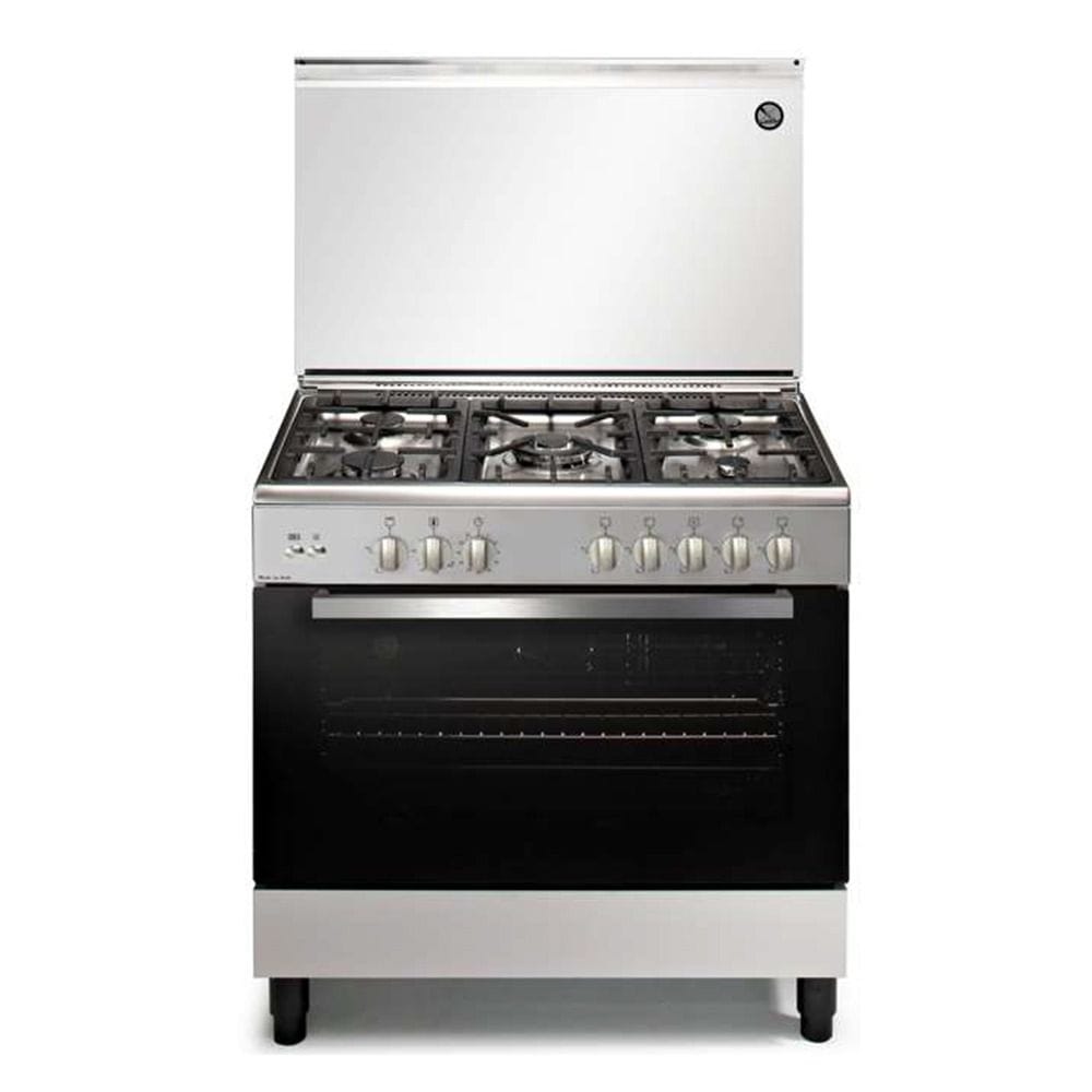 Akai 90x60cm Freestanding Gas Cooking Range, 5 Burners, Gas Oven & Grill, Turbo Fan, Turnspit, Full Safety | Inox - AGC-9060L