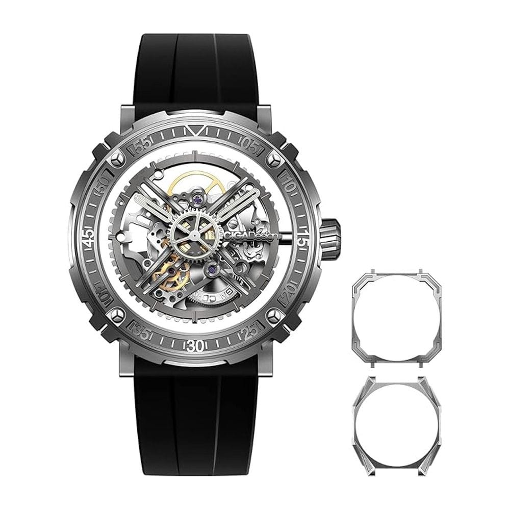 CIGA Design M-Series Set Automatic Watch, Black DLC Stainless Steel Case, Swiss Made Automatic Movement, Sapphire Crystal
