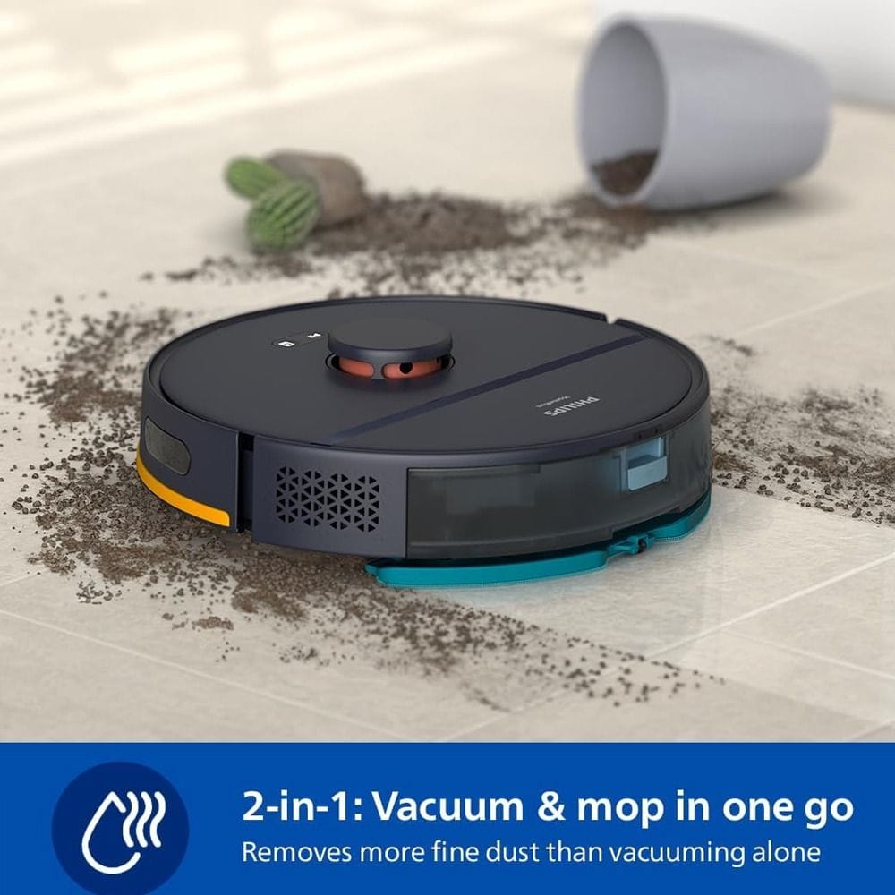 Philips HomeRun 2000 Series Robot Vacuum & Mop, 6000Pa Suction, LDS Laser Navigation, HomeRun App Control & Up to 120 Minutes Runtime | XU2000/10