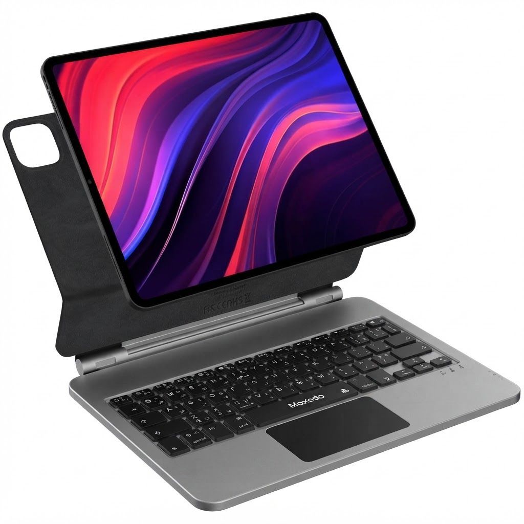 Moxedo Magic Wireless Keyboard Case for iPad Pro 11-Inch (2024), Arabic & English Keyboard, Multi-Touch Trackpad, Detachable Bluetooth Design | Black - KB011-11PR