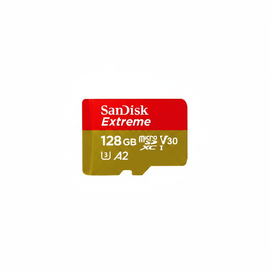 سانديسك إكستريم microSDXC UHS-I سعة 128 جيجابايت، فئة V30، بسرعة قراءة 190 ميجابايت/ثانية وكتابة 90 ميجابايت/ثانية لتصوير فيديو 4K، أحمر/ذهبي