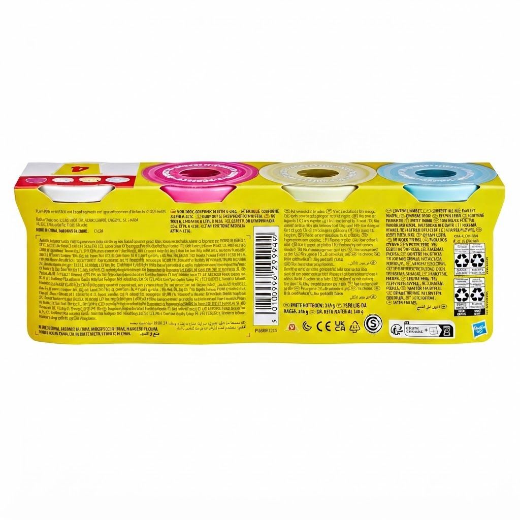 Play-Doh Confetti Modeling Compound 4-Pack, Festive Colors Blue, Yellow, White, and Pink, Creative  2 years and up