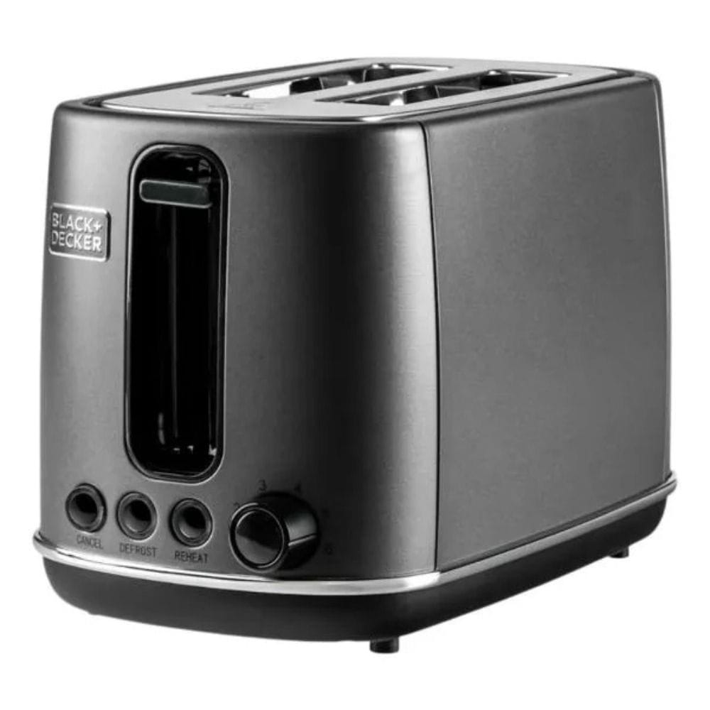 Black + Decker Stainless Steel 2-Slice Toaster 1050W, Adjustable Browning Control, Wide Slots, Removable Crumb Tray | Black | SSET225-B5