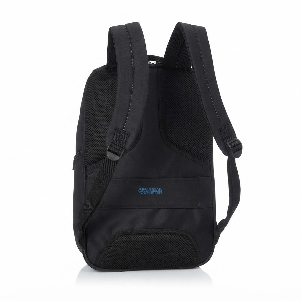American Tourister Merit 15.6 Inch Laptop Backpack, 25L Travel Bag with Smart Sleeve Black, 100% Water-Resistant Polyester