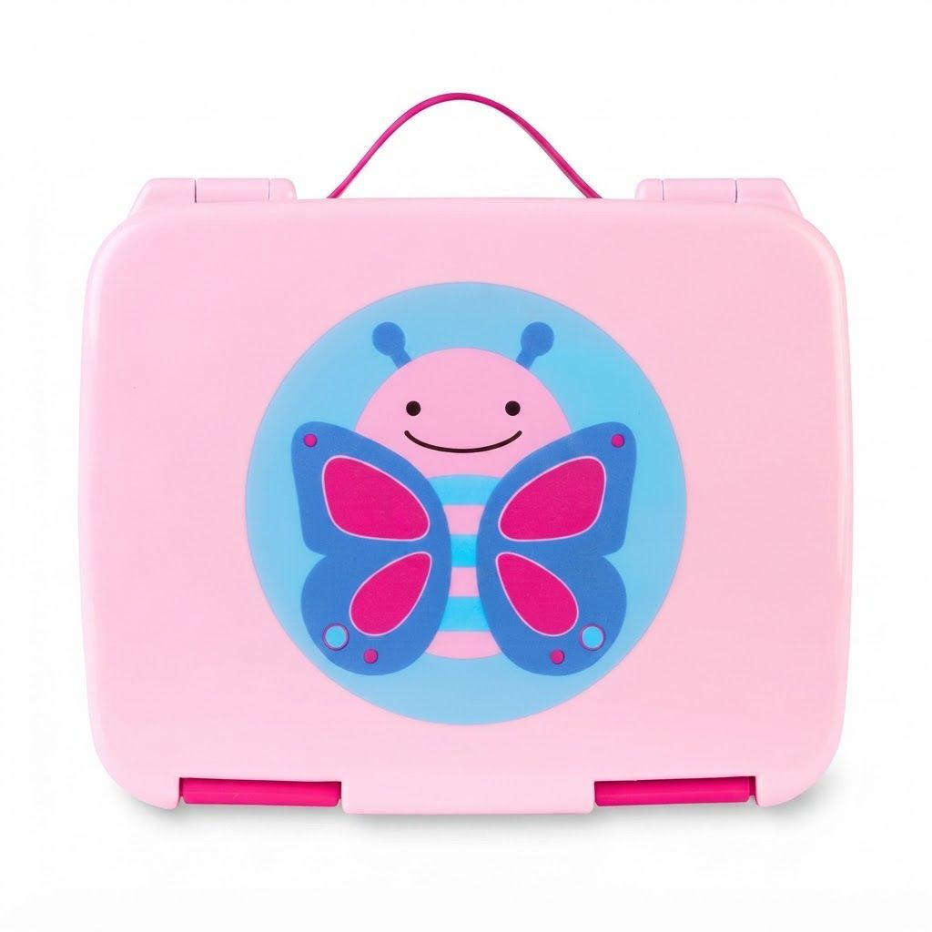علبة غداء Skip Hop Zoo Bento بتصميم الفراشة +3 سنوات، إغلاق محكم يساعد على منع الانسكاب، مقبض حمل مرن، آمنة للغسل في غسالة الصحون - متعدد الألوان