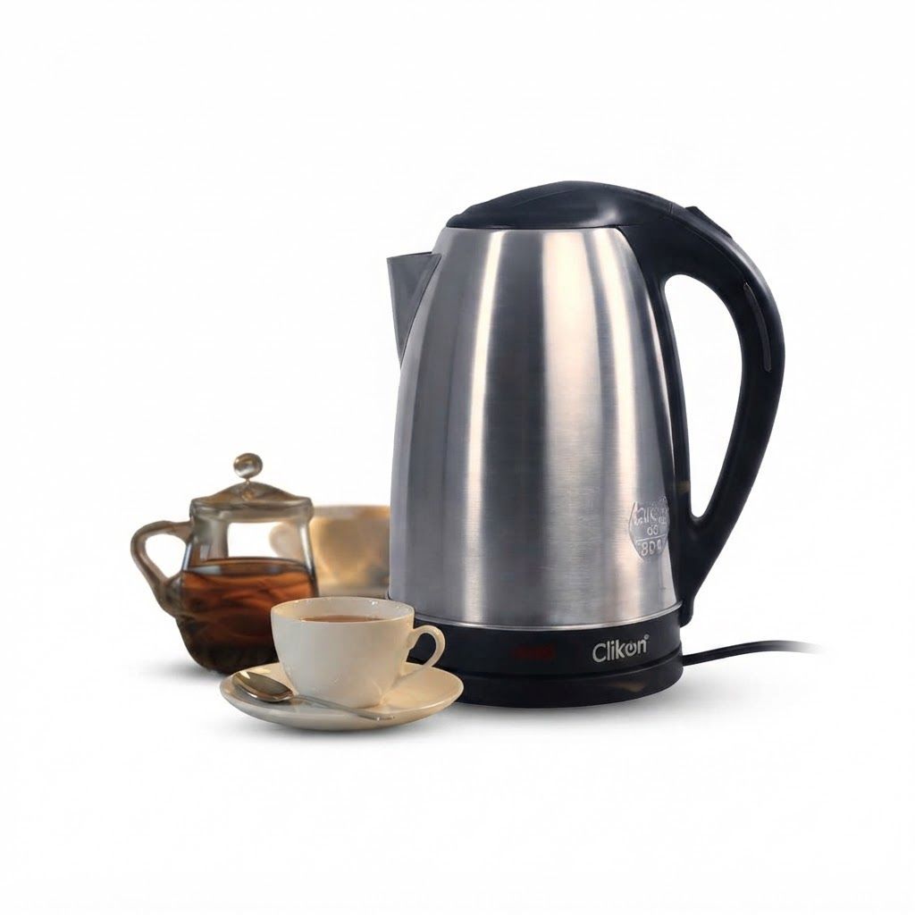 Clikon Stainless Steel Electric Kettle, 2.5L Capacity, 1500W, 360° Swivel Base, Auto Shut-Off, LED Indicator | Silver - CK5131