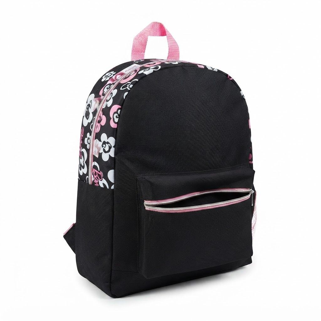 Barbie Backpack for Girls - Official Pink Rainbow School Bag, Trendy Glittery Rucksack for Kids