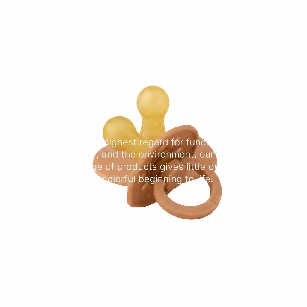 BIBS Boheme Latex Pacifier Size 2 6+ Months 2 Pack, Comforting And Stimulating, Natural Rubber Nipple, Lightweight Shield Design - Vanilla/Peach