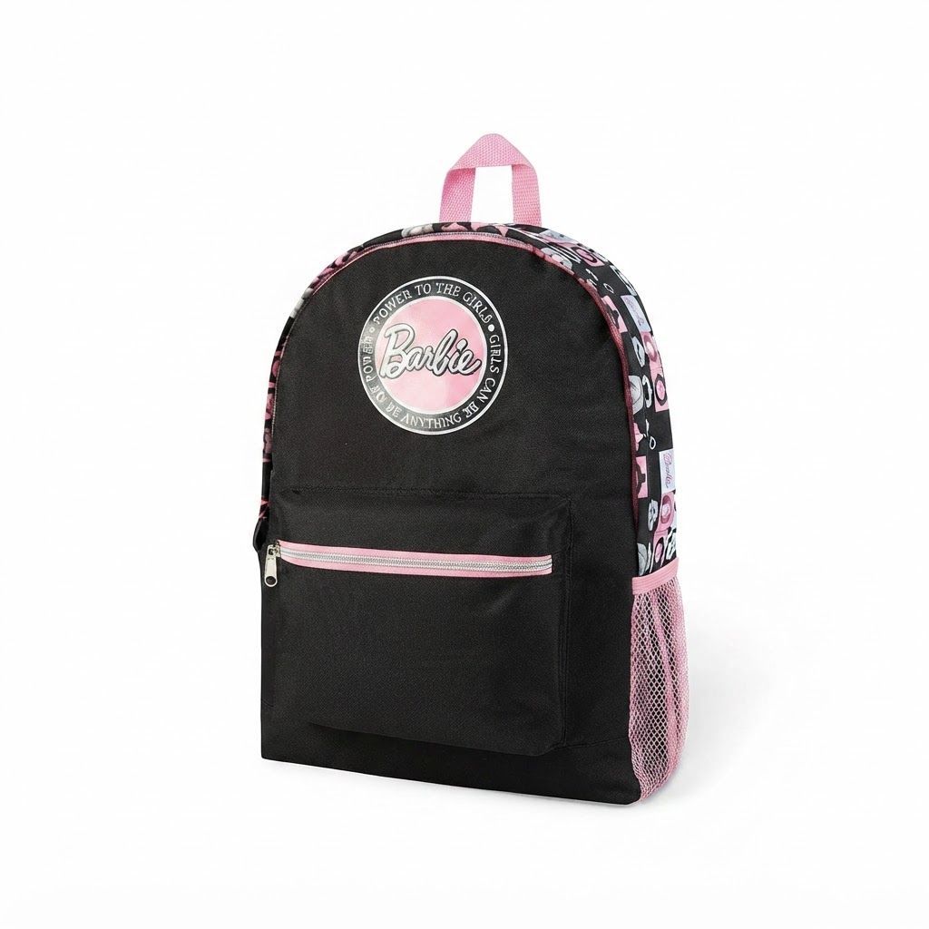 Barbie Backpack for Girls - Official Pink Rainbow School Bag, Trendy Glittery Rucksack for Kids