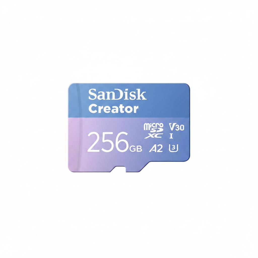 سانديسك كرييتور microSD سعة 256 جيجابايت مع محول، بسرعة قراءة تصل إلى 190 ميجابايت/ثانية، أزرق