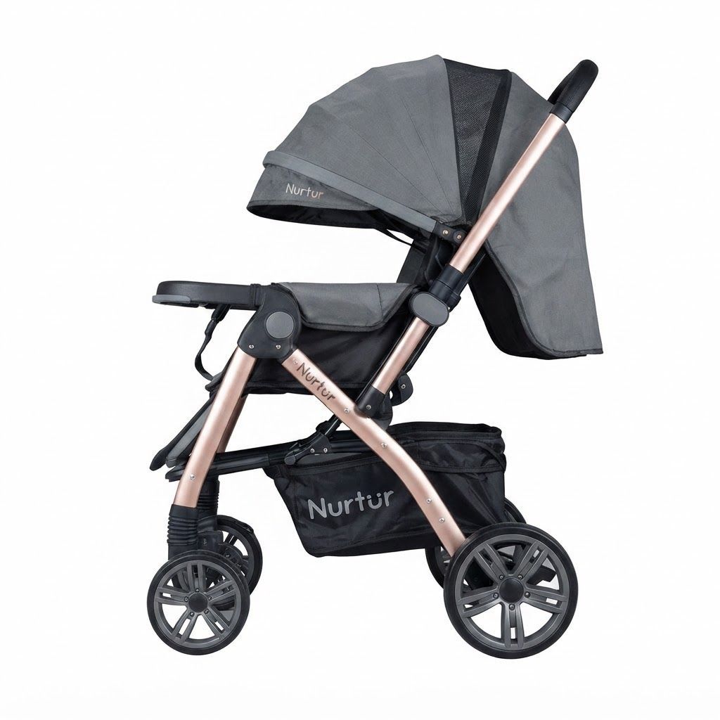 Nurtur Wilder Reversible Baby Travel Stroller, Lightweight Collapsible Stroller with 5-Point | Dark Blue
