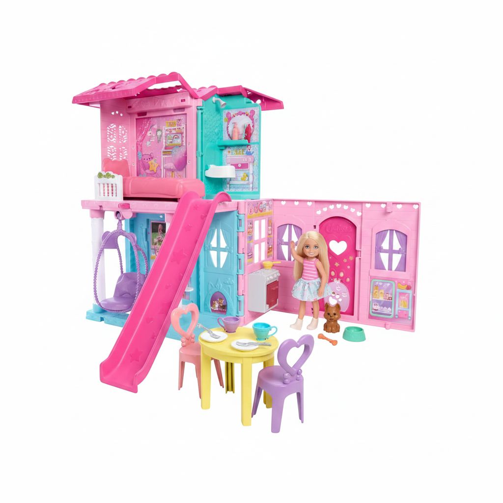 Barbie Chelsea Dollhouse with Accessories - Pop-Up House & Play Areas