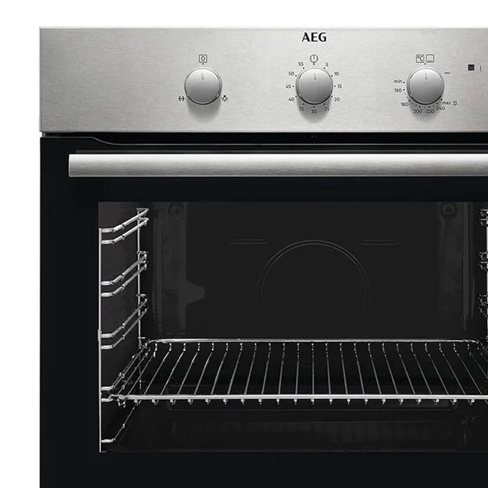 AEG 60cm Built-In Gas Oven, 55cm Depth, Gas Cooking, Integrated Kitchen Design, Stainless Steel Finish | BGB101011M