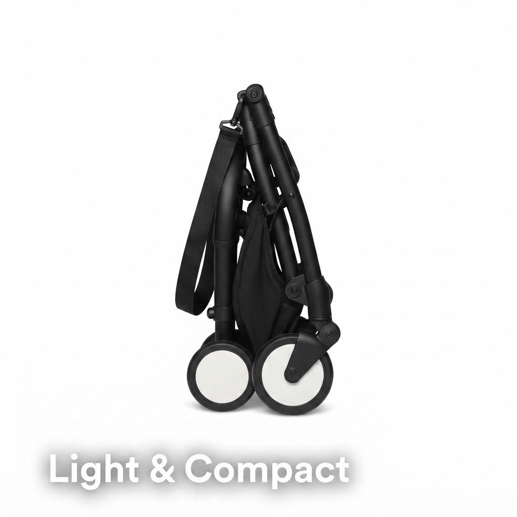 Stokke YOYO3 Compact Travel Stroller, Lightweight Foldable Baby Stroller for 6 Months+, Cabin-Friendly Design, High-End Durability in a Super-Compact Frame | Black