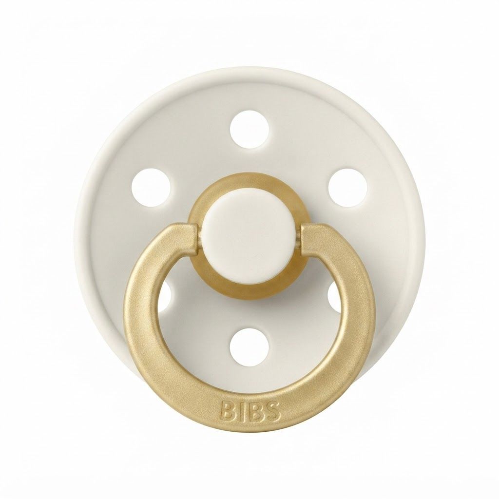 BIBS Latex Round Pacifier 0-6 Months Size 1 2 Pack, Vents For Air Circulation, Round Nipple Shape, Lightweight And Timeless Design - Ivory/Sage