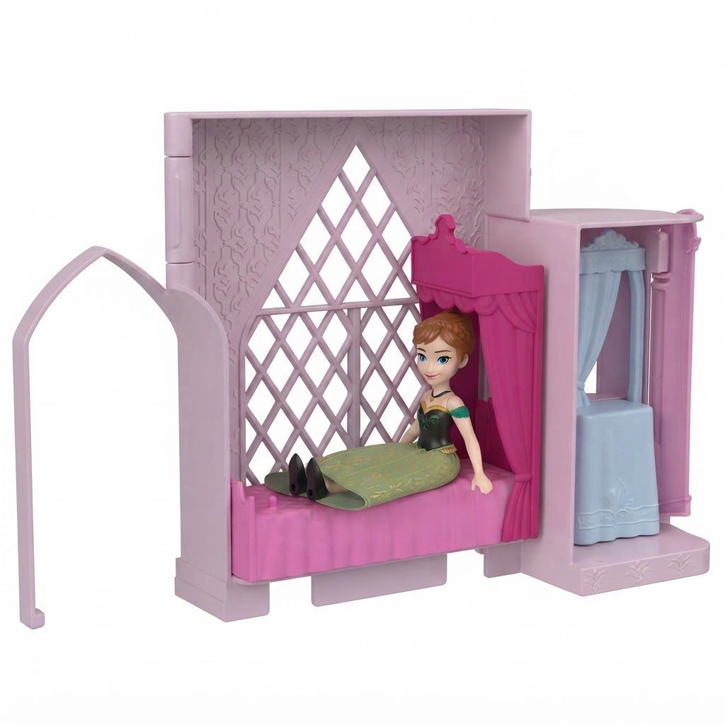 Disney Frozen Storytime Stackers Anna's Castle Playset, Arendelle Dollhouse with Anna Doll & Accessories, Kids Pretend Play Set