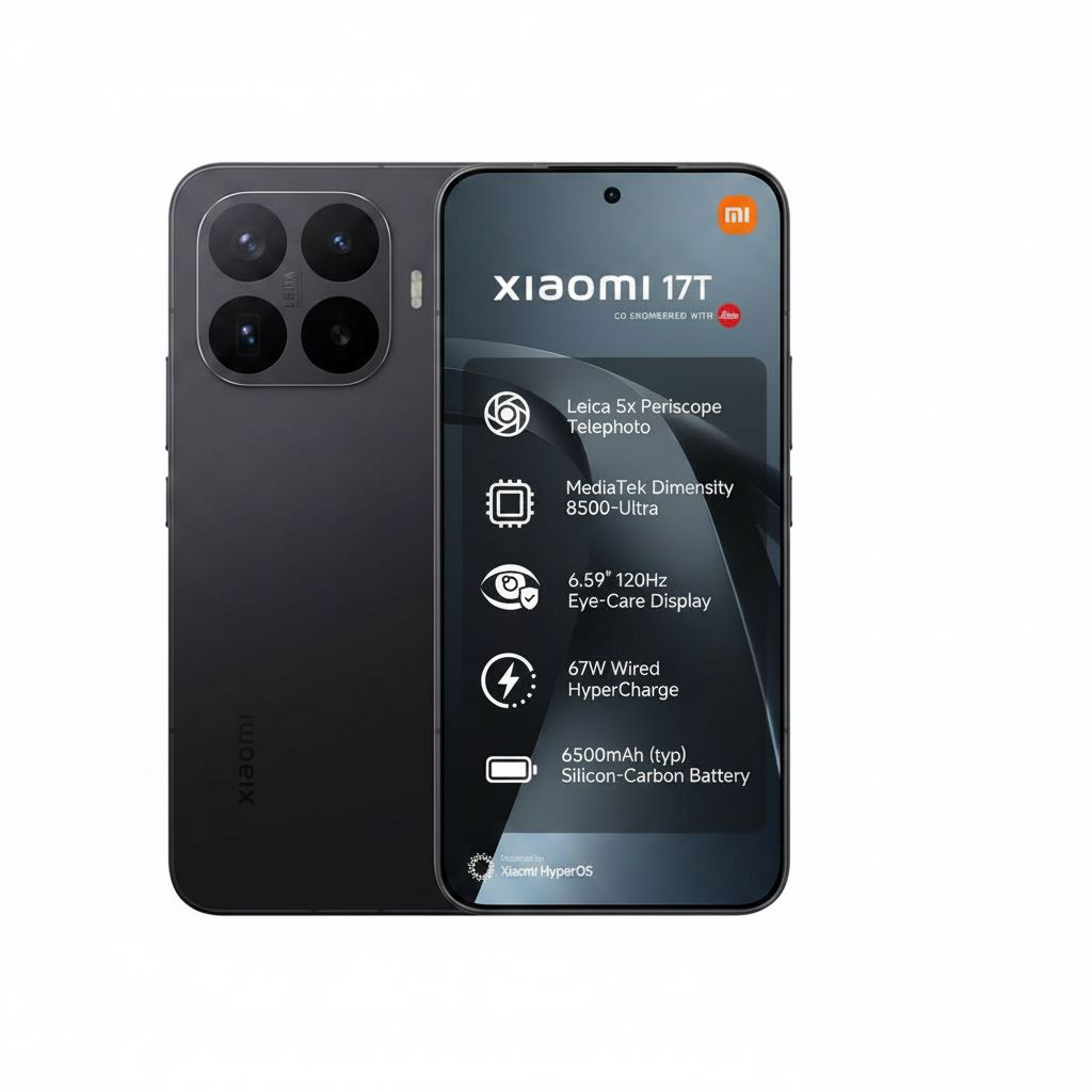 Xiaomi 17T 5G Smartphone | 12GB RAM, Leica Camera, 6500mAh Battery | Black