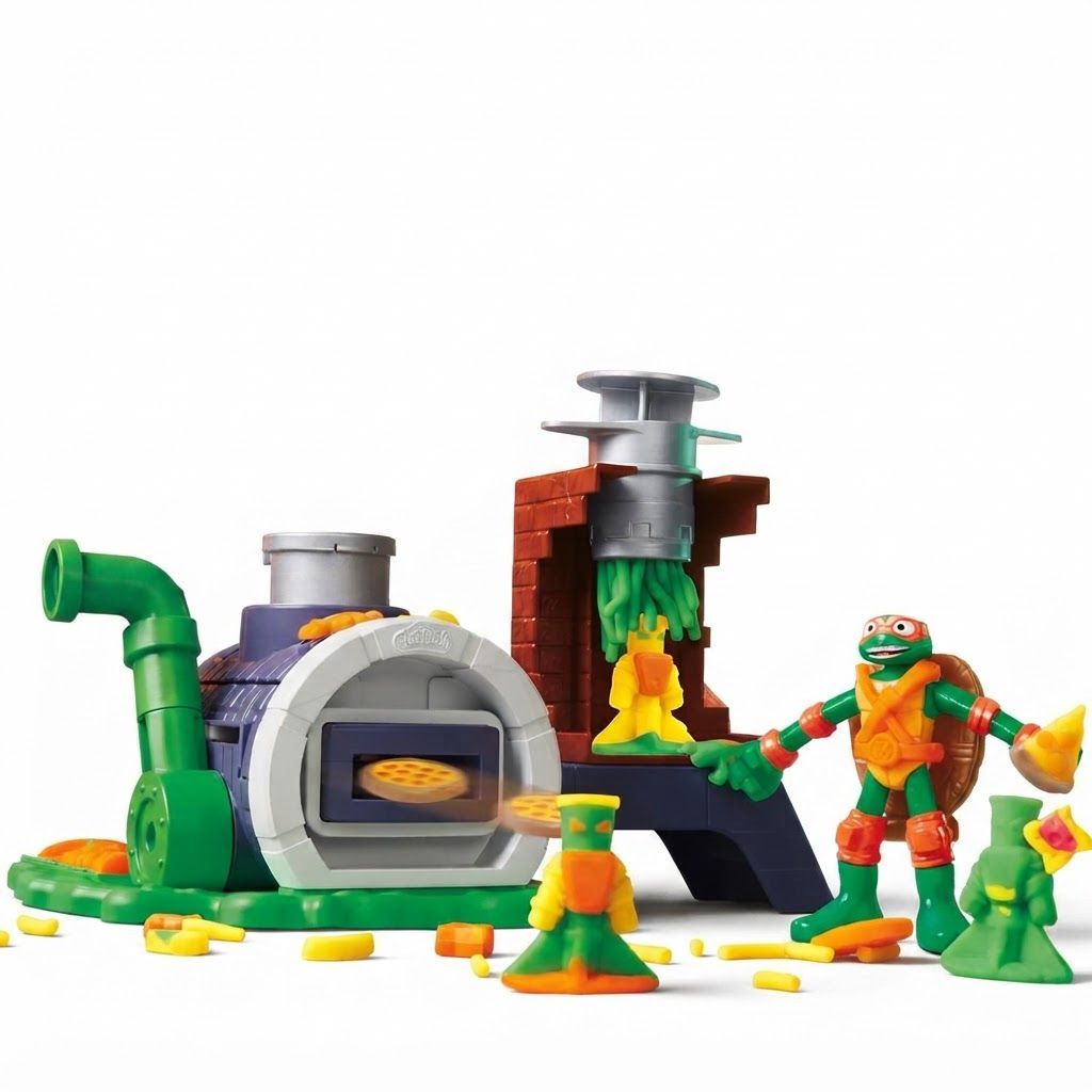 Play-Doh Teenage Mutant Ninja Turtles Slice & Blast Pizza Playset with Bendy 4-Inch Michelangelo  Non-toxic Modeling Compound