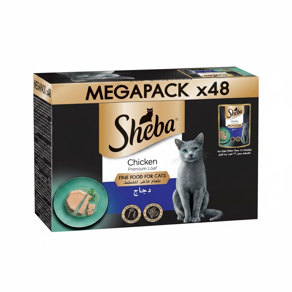 Sheba Premium Chicken Wet Cat Food - Tender Loaf, 48x70g Pack