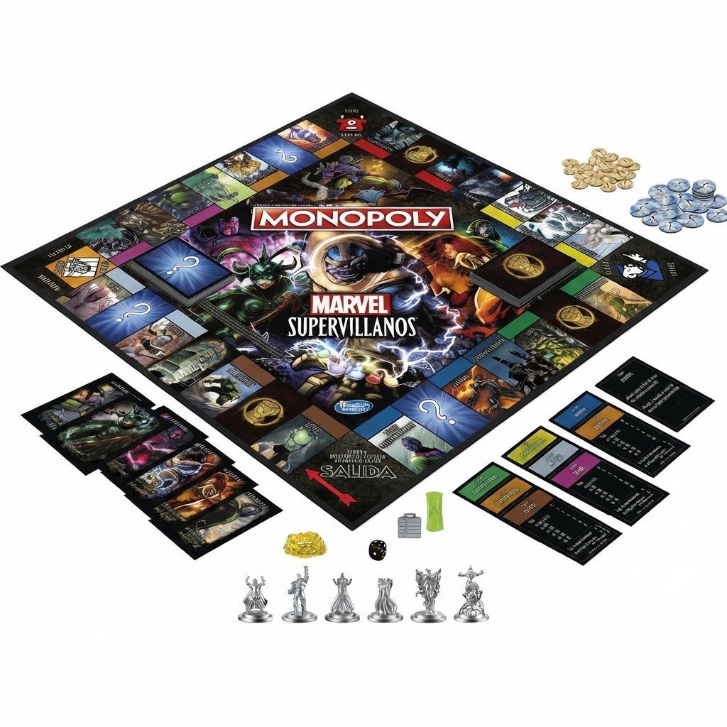 Monopoly: Marvel Super Villains Edition Board Game - Featuring 6 Iconic Villain Tokens, Strategy  8 Years and Up, 2-6 Players