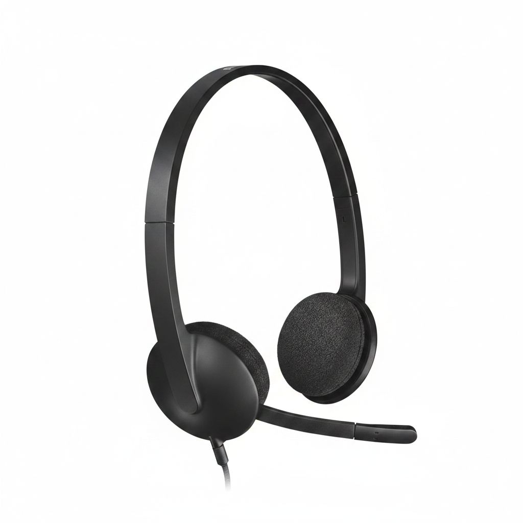 Logitech H340 USB PC Headset with Noise-Cancelling Microphone, Over-Ear - Black