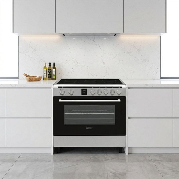Oscar Vitro Ceramic Cooking Range 90Ã—60cm with Display, Silver | OCR9060VC