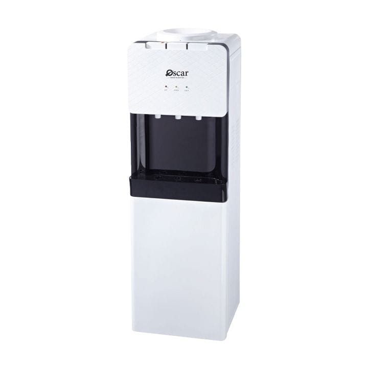 Oscar Hot & Cold 3 Tap Water Dispenser, Top Loading With Refrigerator, Extra Cooling Storage, Reliable Performance - White - OWD3TR