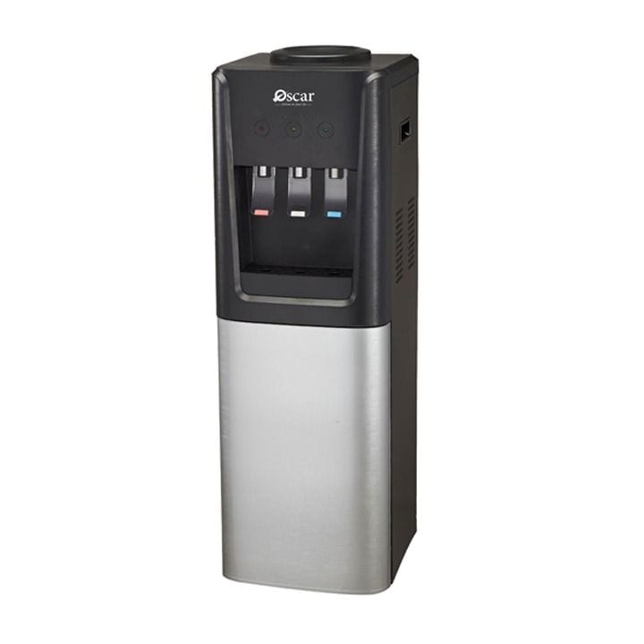 Oscar Hot & Cold 3 Tap Water Dispenser, Bottom Loading, Stylish Design, Reliable Performance - Silver/White - OWD3TB
