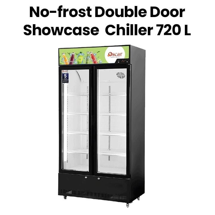 Oscar No-Frost Double Door Showcase Chiller 720L, Stylish Design, Reliable Performance - Black - OCL720