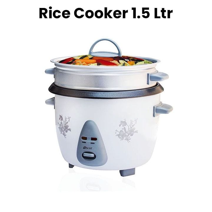 Oscar Rice Cooker 1.5L, Spacious Capacity, Reliable Performance - White - ORC-1504