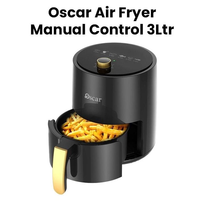 Oscar Air Fryer 3L, Manual Control, Durable Construction, Compact Design, Rapid Air Recycling Technology, Versatile Kitchen Appliance - Black - OAF3LDTB