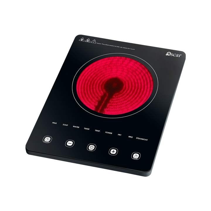 Oscar Single Burner Infrared Cooker 2000W, Rapid Heating, Compact Infrared Cooker, Touch Sensor Control - Black - OIRC2121TCS