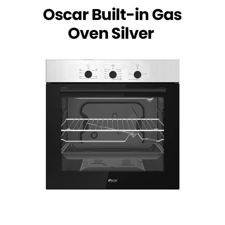 Oscar Built-In Gas Oven, Energy-Efficient Gas Cooking, Easy-To-Clean Surfaces, Reliable Temperature Control For Perfect Meals - Silver - OBD 60BIGX