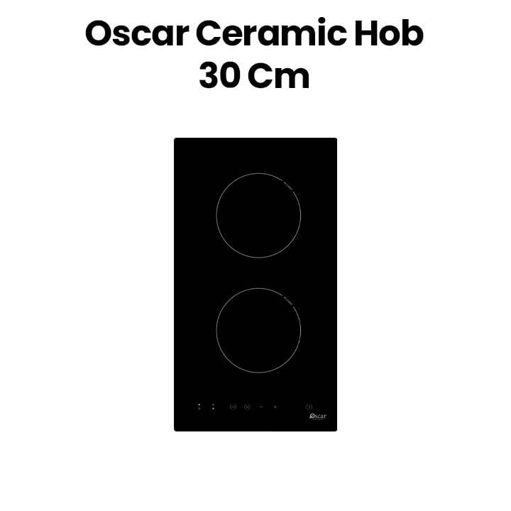 Oscar Ceramic Hob 30cm, Energy Efficiency, Touch Control, 9 Level Power Settings, Automatic Safety Switch Off - Black - OBD30VCGTM