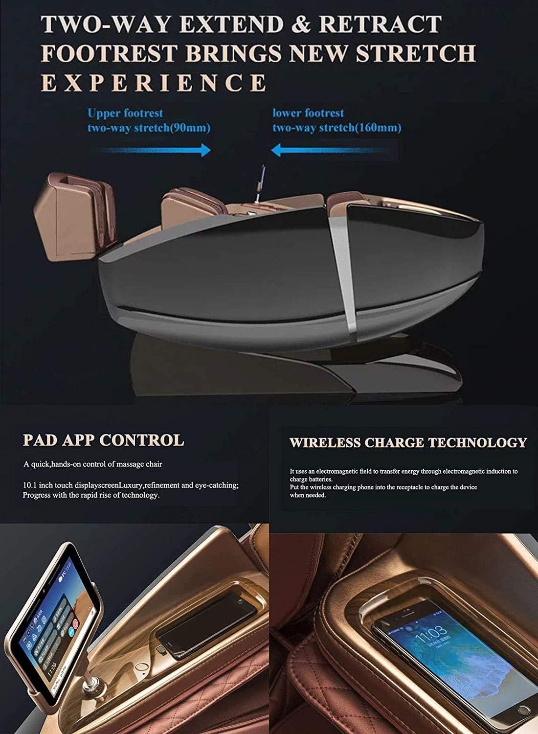 ROTAI Gemini Massage Chair, Patented Dual Core Technology, Zero Gravity Recline, Full Body Health Massage, Heat Therapy & Intelligent Multi-Function System | Brown - RT8900