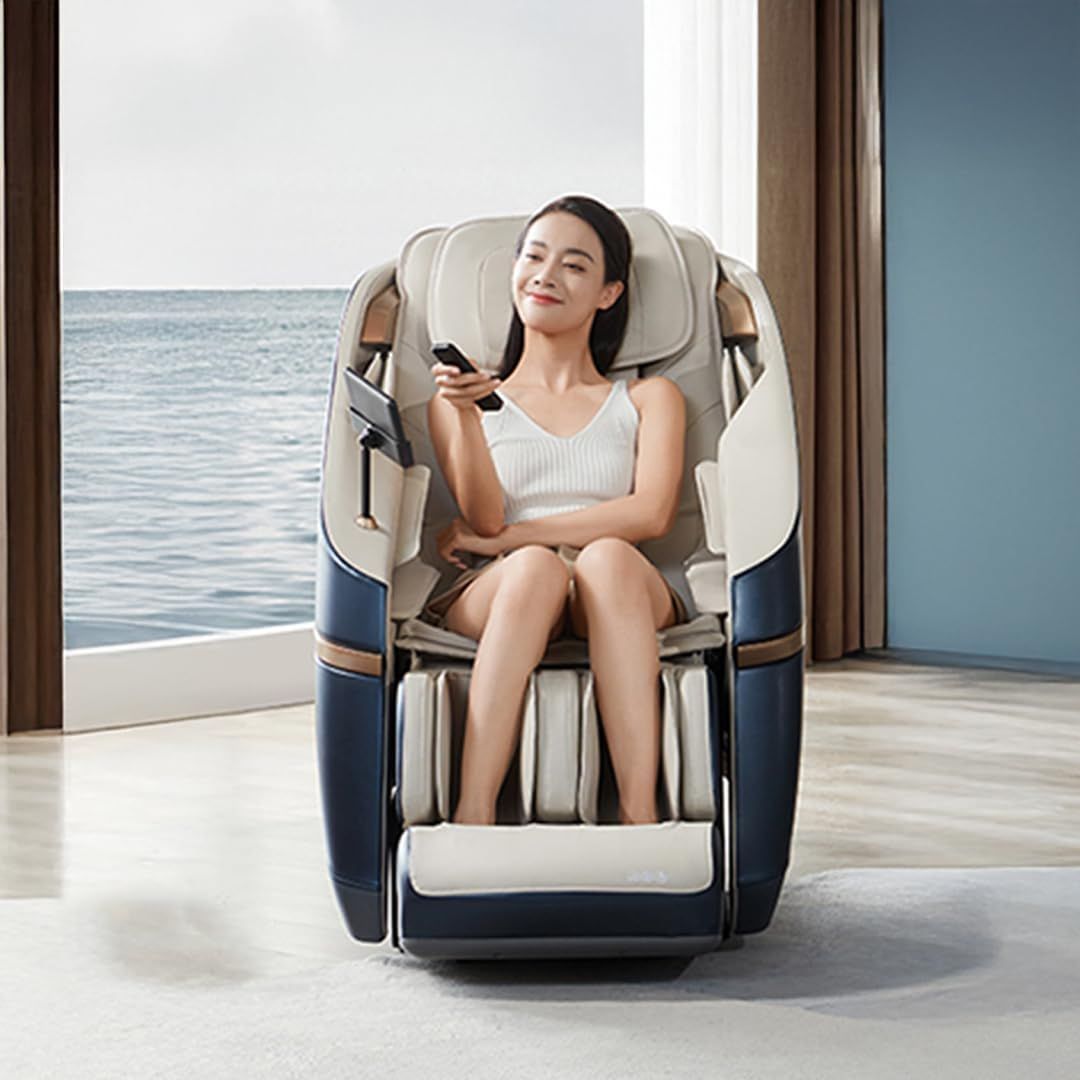 ROTAI Jimny Massage Chair, 8D SL Track Full Body Massage, Zero Gravity Recline, Heat Therapy, Airbags, Foot Rollers, Voice & Bluetooth Control | Blue - A36