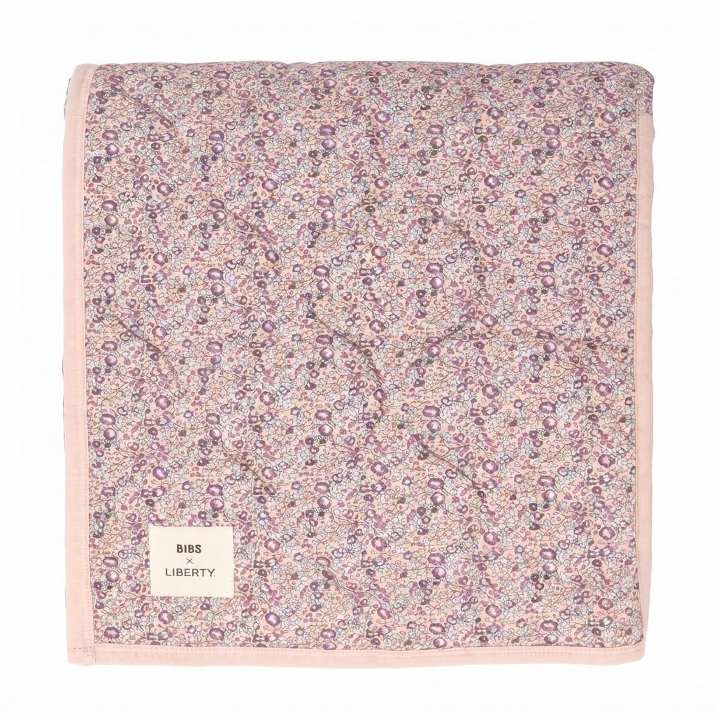 BIBS X Liberty Eloise Quilted Blanket 0+ Months 85x110cm, Lightweight Polyester Filling, Soft And Comfortable Construction, Easy Machine Washable Care - Blush