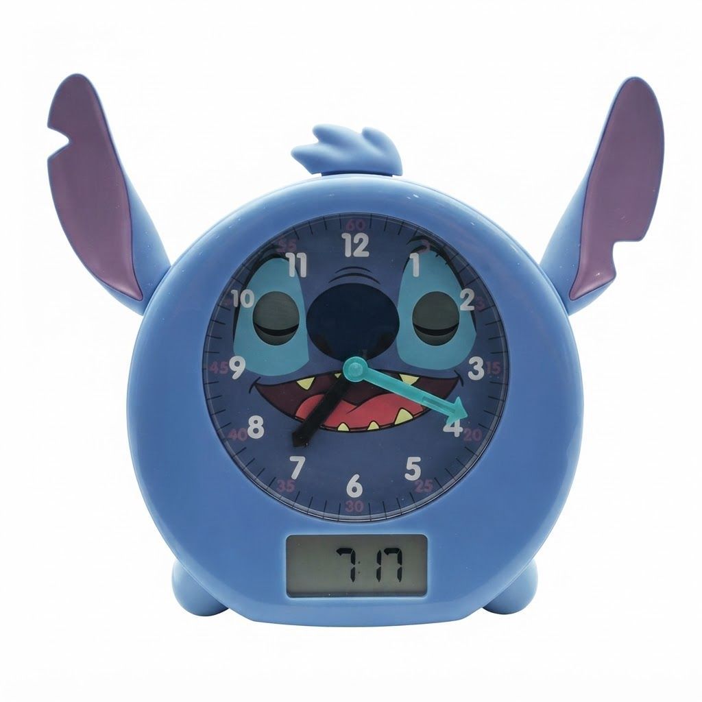 Lexibook Disney Stitch Sleep Companion Kids Alarm Clock, Nightlight, Dawn Simulator Blue