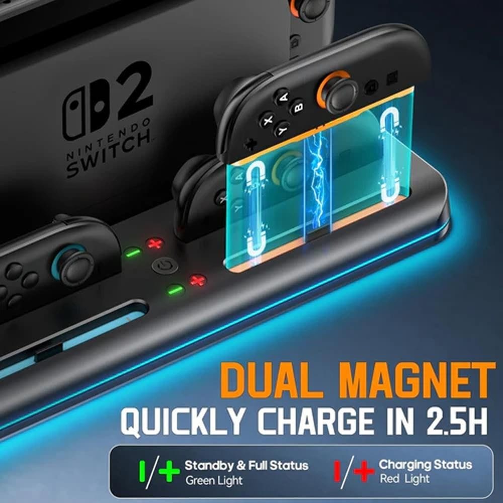 Nintendo Switch 2 Controller Charging Dock, Dual Controller Fast Charging Station, LED Charging Indicators, USB-C Powered Dock | 6972861542057