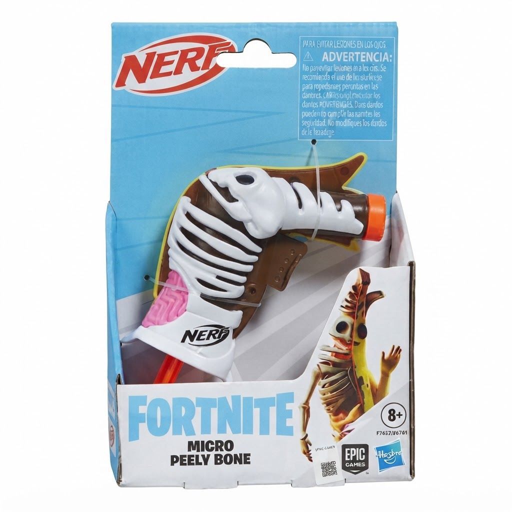 Nerf MicroShots Fortnite Micro Peely Bone Blaster - Miniature Toy Foam Dart Blaster