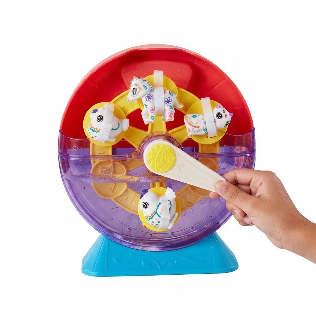 Crayola Scribble Scrubbie Pets Carnival Playset - Creative Toy with Spin & Wash Wheel, 5 Animal – 3 years and up, 1 Spin & Wash Wheel, 1 Wacky Mirror, 8 Washable Markers, 1 Scrub Brush, 5 Pets