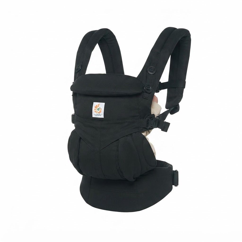 Ergobaby Omni Classic Baby Carrier, Multiple Ergonomic Carry Positions, 3-Way Adjustable Cushioned Head Support - Pure Black
