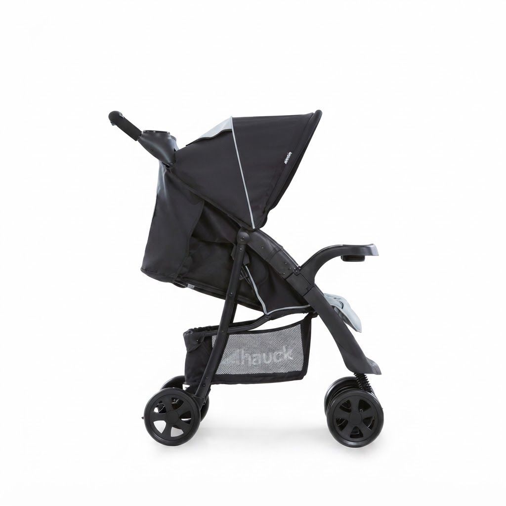 Hauck Shopper Neo 2 Lightweight Travel Stroller, Caviar Stone, 7.9kg Agile Pushchair, Compact One-Hand Fold | Silver