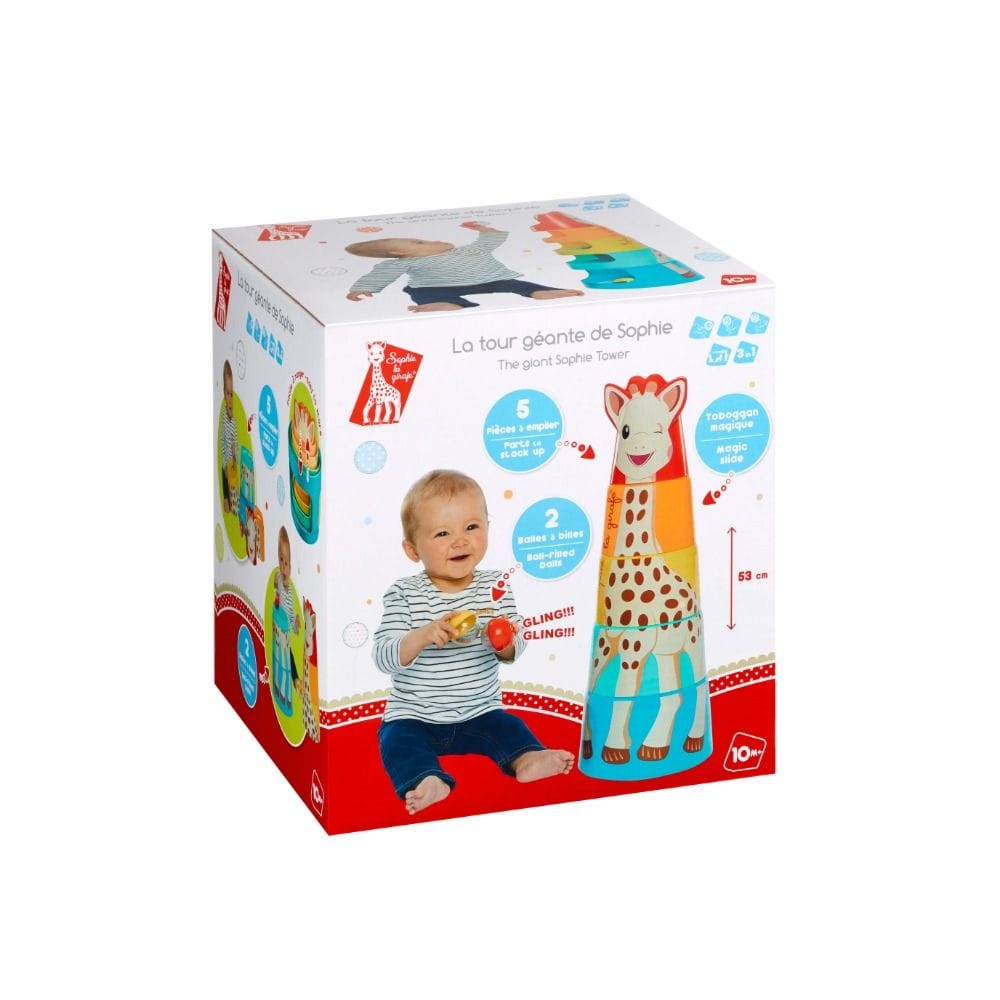 Sophie La Girafe 3 In 1 Giant Tower Toy 10 Monthss, 5 Pieces To Stack, Construction Game, A Puzzle, Ball Game, Fresh Touch Collection - Multicolour