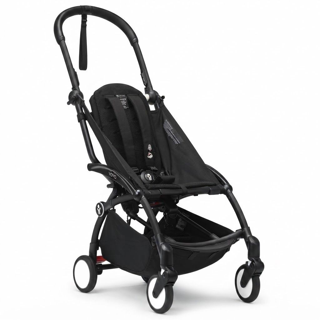 Stokke YOYO3 Baby Stroller Frame Compact Travel Stroller Base, Carry-On Compatible, Versatile Design that Evolves from Newborn Stages to Toddlerhood | Black
