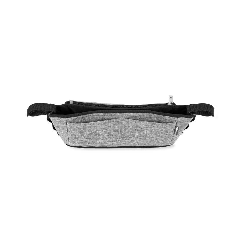 Skip Hop Ultra Stroller Organizer, Generous Central Storage Space, Detachable Wristlet for Quick Errands, Easy-Access Open Caddy Design - Gray Melange