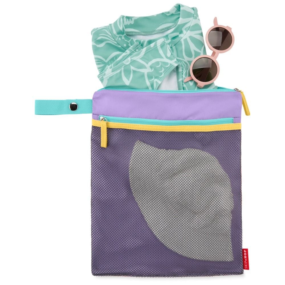 Skip Hop Spark Style Wet Bag, Wet And Dry Separation Design, Waterproof Pocket For Wet Items, Stylish Spark Style Coordination - Pink/Purple