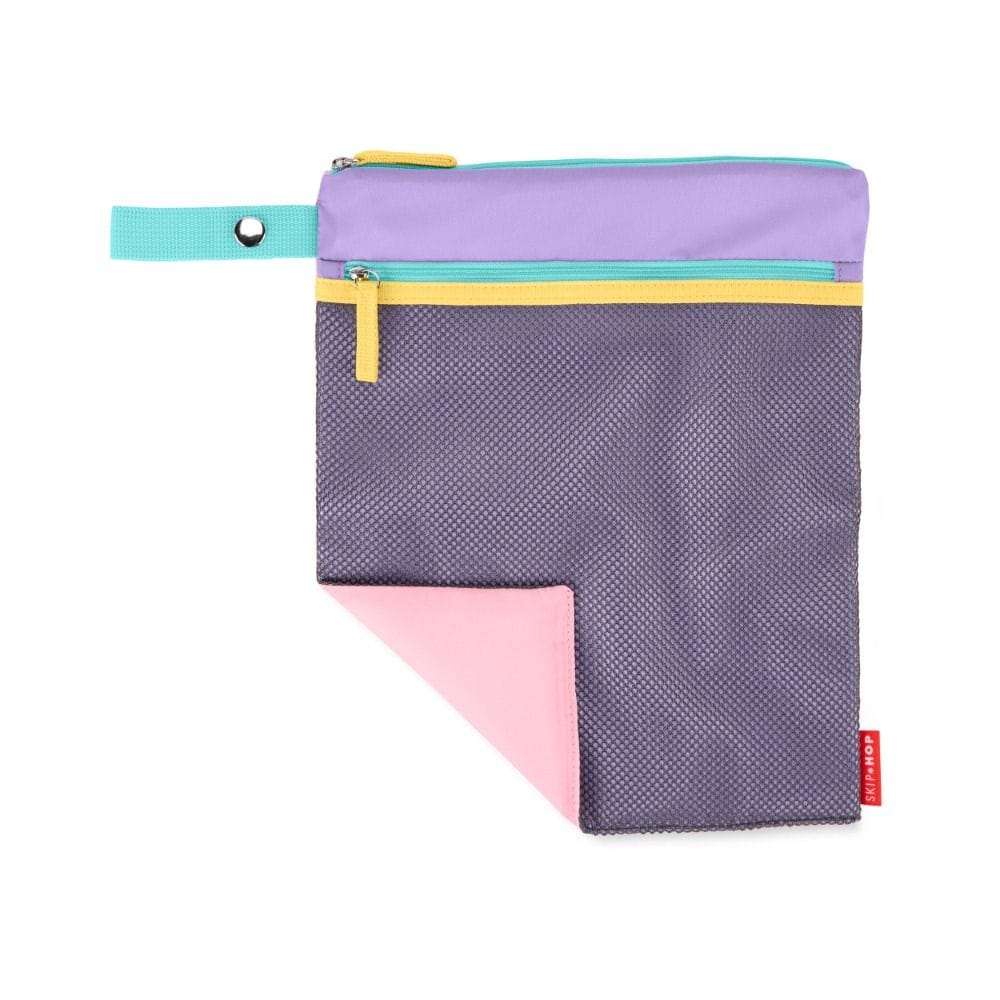 Skip Hop Spark Style Wet Bag, Wet And Dry Separation Design, Waterproof Pocket For Wet Items, Stylish Spark Style Coordination - Pink/Purple